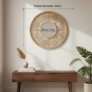 handcrafted wall mirror – natural boho home décor